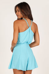 Nadine Halter Romper - Aqua