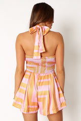 Primrose Halter Romper - Pink Orange