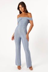 Sharnie Off Shoulder Jumpsuit - Blue