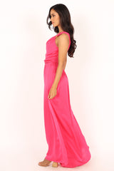 Sunanda One Shoulder Jumpsuit - Fuchsia