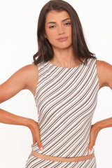 Amber Skirt Set - Cream/Brown Stripe