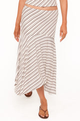 Amber Skirt Set - Cream/Brown Stripe