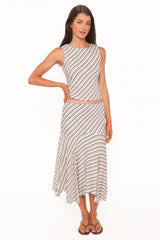 Amber Skirt Set - Cream/Brown Stripe
