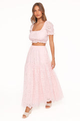 Angelina Skirt Set - Pink Broiderie