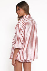 Ashlyn Short Set - Pink And Burgundy Stripe