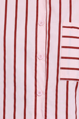 Ashlyn Short Set - Pink And Burgundy Stripe