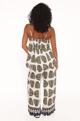 Brianna Pant Set - Green Palm Print