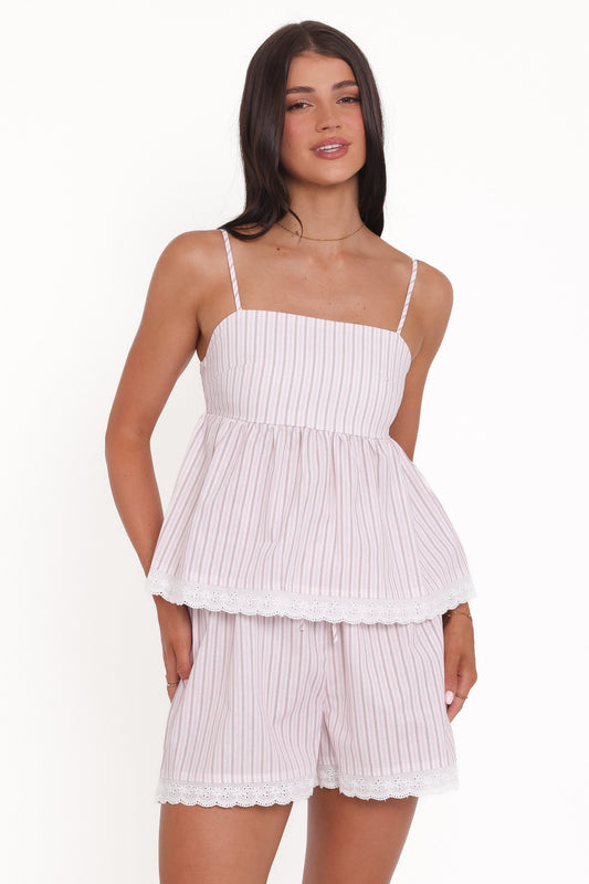 Bridie Short Set - Pink Stripe