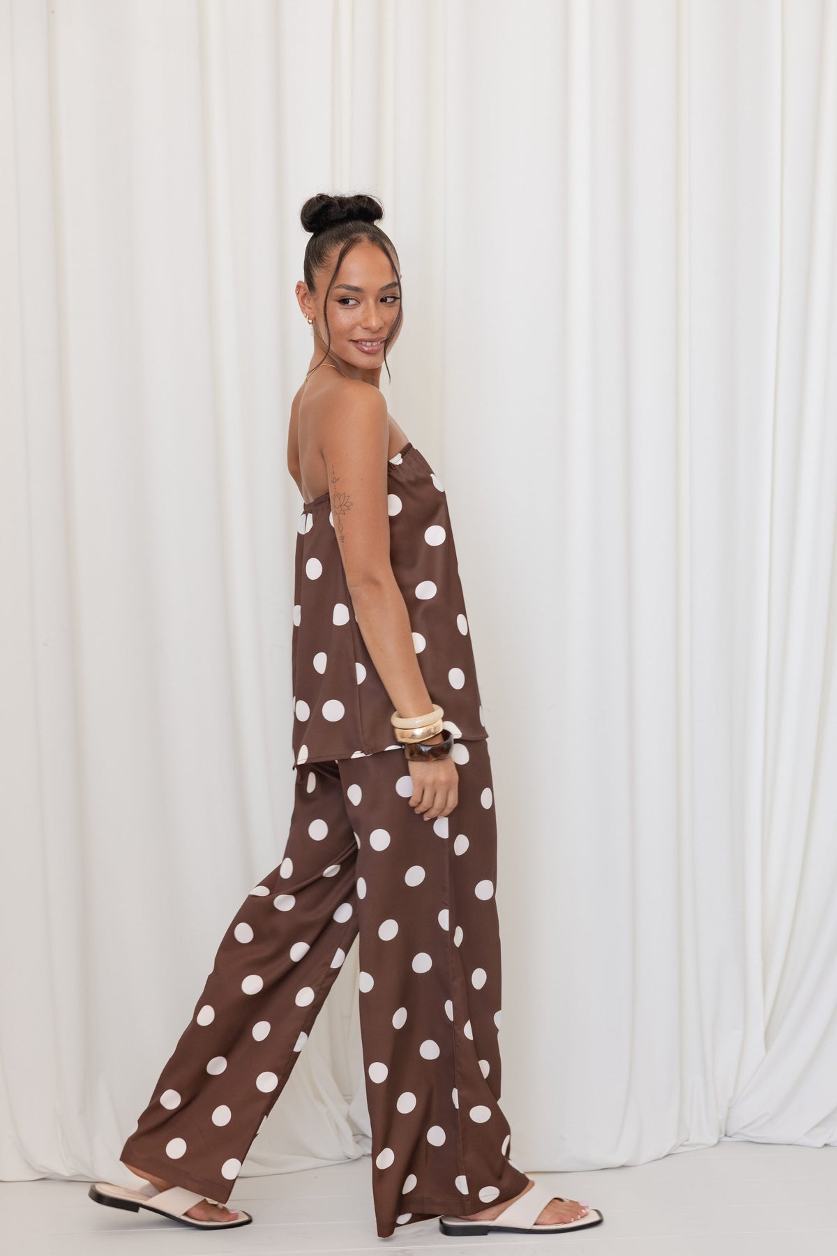 Brielle Polka Dot Set - Brown Polka Dot