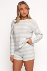 Ciaran Knitted Short Set - Cream Blue
