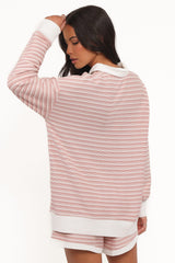 Dealia Knit Short Set - Pink Stripe