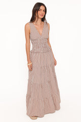 Eirlys Tiered Skirt Set - Brown White