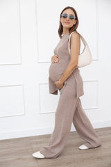 Ellory Knitted Pant Set - Taupe Marle