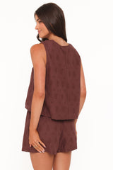 Faela Short Set - Brown Broderie