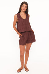 Faela Short Set - Brown Broderie