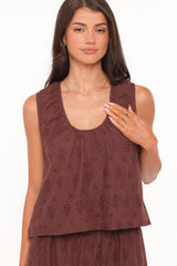 Faela Short Set - Brown Broderie