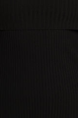 Gindie Ribbed Knit Off The Shoulder Pant Set - Black