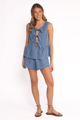 Graciana Denim Short Set - Blue