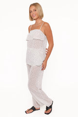 Hazel Pant Set - Cream Polka Dot