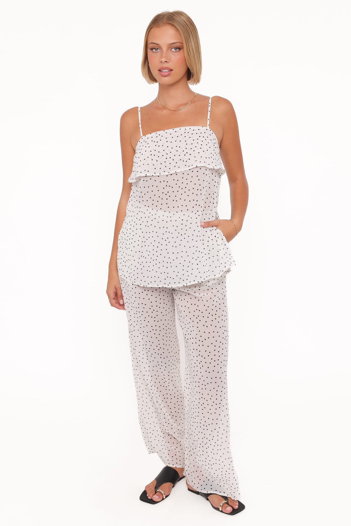 Hazel Pant Set - Cream Polka Dot