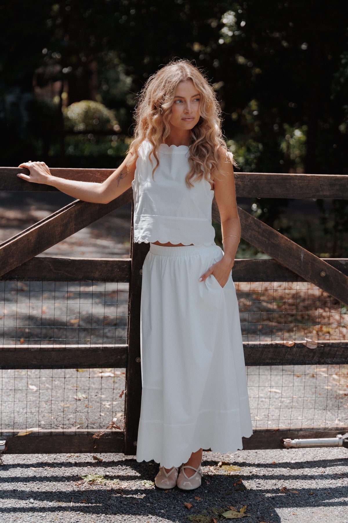 Heather Maxi Skirt Set - White