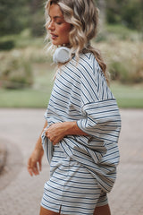 Hellen Stripe Short Set - Blue/Cream Stripe