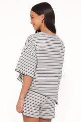 Hellen Stripe Short Set - Blue/Cream Stripe