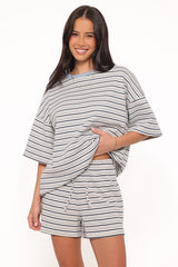 Hellen Stripe Short Set - Blue/Cream Stripe