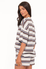 Hellen Stripe Short Set - Brown Multi Stripe