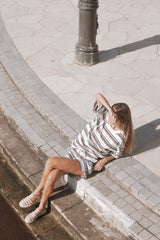 Hellen Stripe Short Set - Brown Multi Stripe