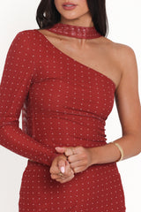 Hollie Mesh Skirt Set - Red Polka Dot