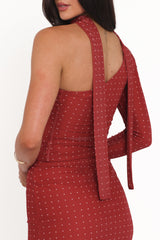 Hollie Mesh Skirt Set - Red Polka Dot