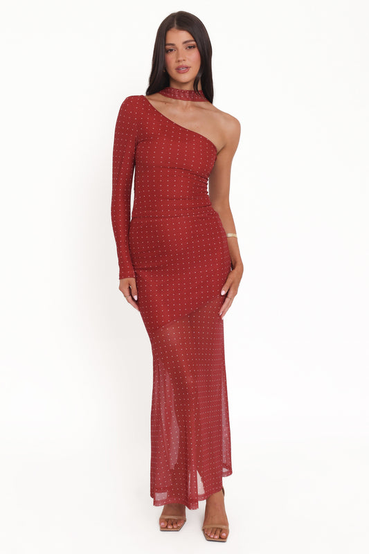Hollie Mesh Skirt Set - Red Polka Dot
