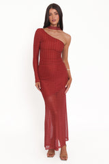 Hollie Mesh Skirt Set - Red Polka Dot