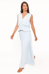 Inara Gathered Jersey Skirt Set - Pale Blue