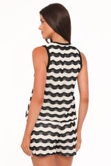 Iveta Knit Short Set - Black/Cream Stripe
