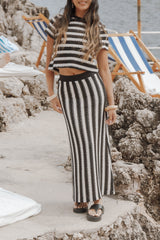 Jaden Knit Skirt Set - Black/White Stripe