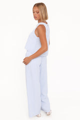 Jillian Smocked Pant Set - Blue Gingham