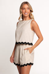 Katy Short Set - Cream Black