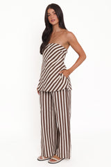 Kim Pant Set - Brown Stripe