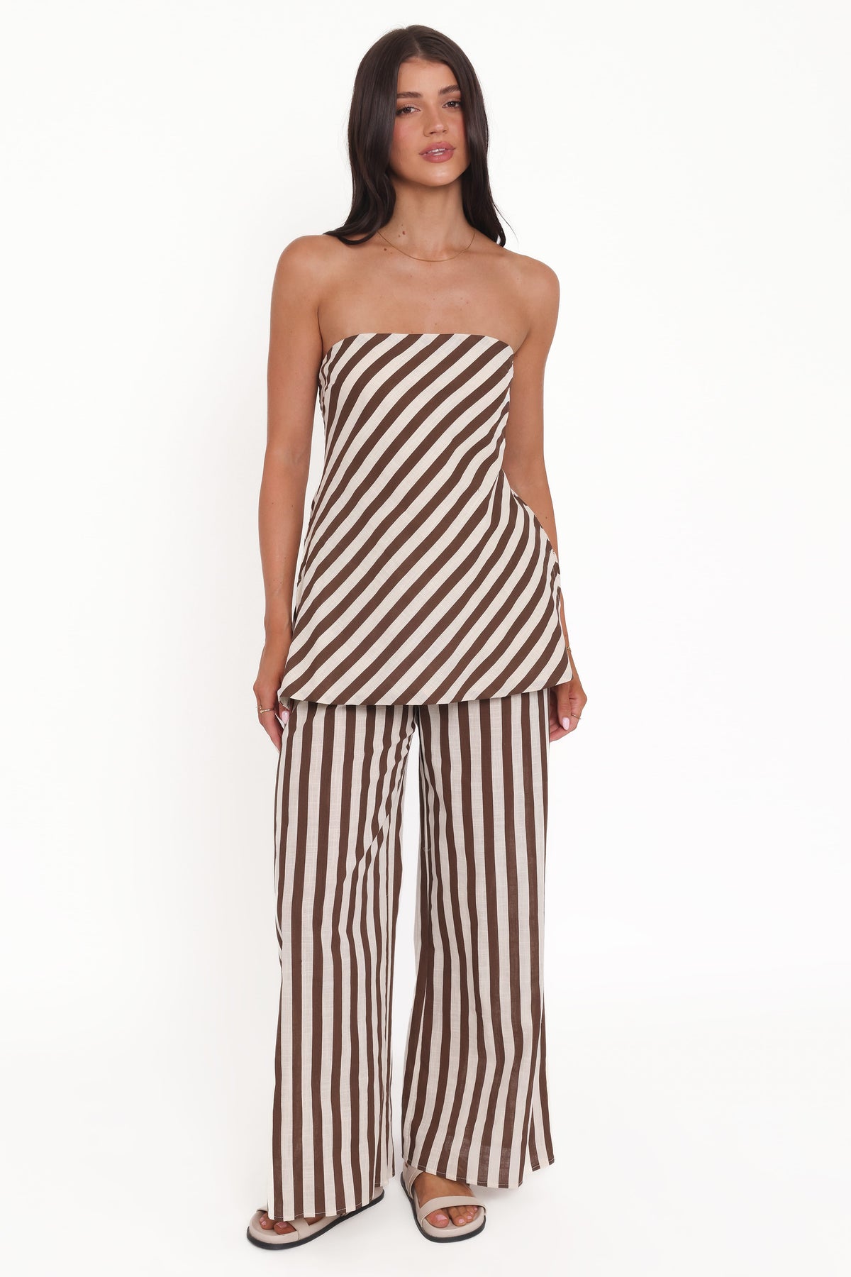 Kim Pant Set - Brown Stripe