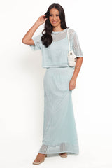 Kinnie Knit Skirt Set - Light Blue