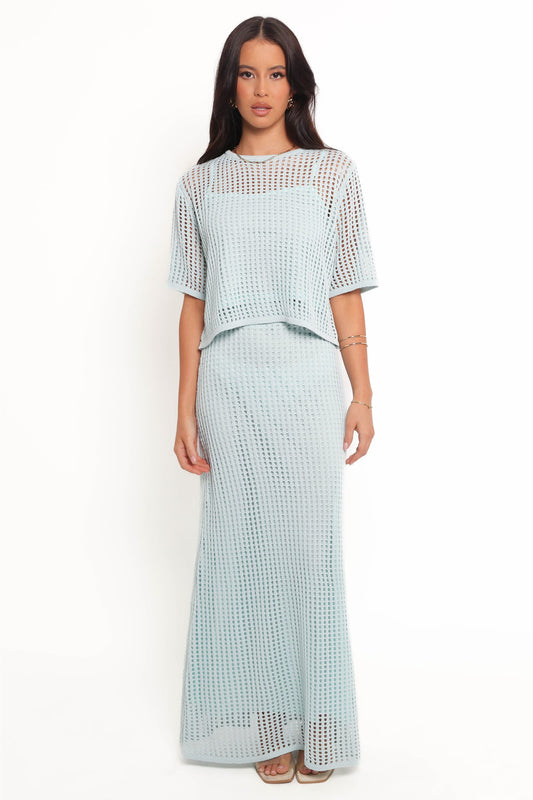 Kinnie Knit Skirt Set - Light Blue