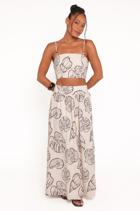 Kristy Maxi Skirt Set - Cream Shells