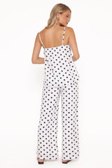 Kristy Pant Set - White/Black Polka Dot