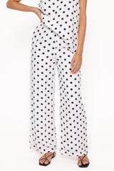 Kristy Pant Set - White/Black Polka Dot
