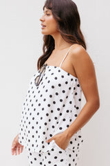 Kristy Pant Set - White/Black Polka Dot