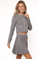 Lumi Pleated Skirt Sweater Set - Grey