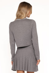 Lumi Pleated Skirt Sweater Set - Grey
