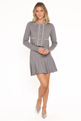 Lumi Pleated Skirt Sweater Set - Grey